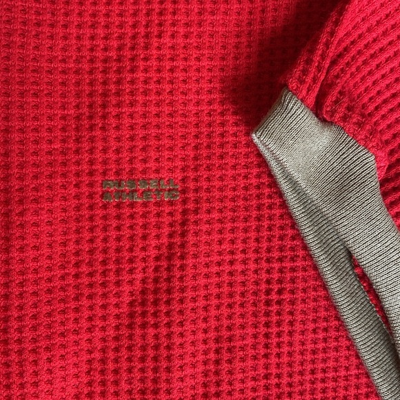 Russell Athletic Deadstock Vintage Mens Waffle Knit Thermal Shirt 80s Ringer Tee - Picture 10 of 11